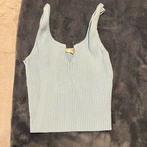 Altar'd State Sky Blue Ribbed Tank Top